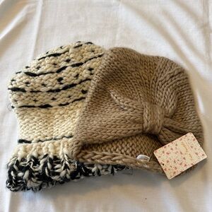Free People LOT of Two Winter Knit Beanie Hats ~ Snow Ski